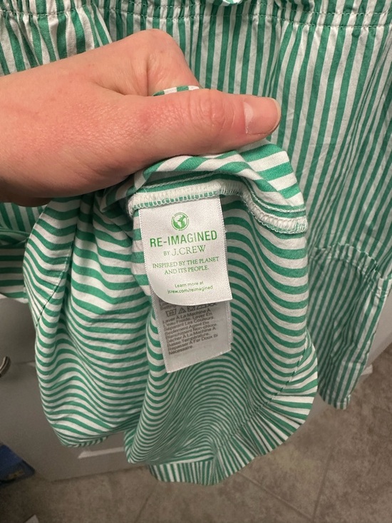 J. Crew Women's Green and White Striped Tiered Midi Dress - Picture 5 of 7